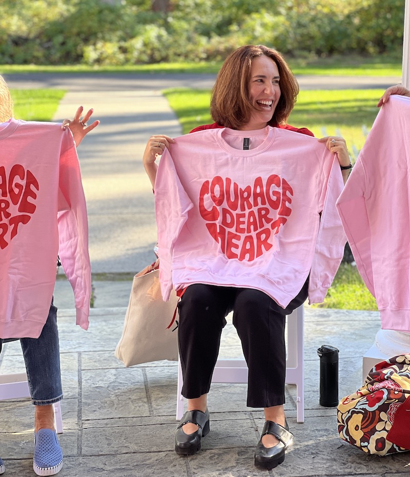 Heather Dominick with a Courage Dear Hear T-shirt